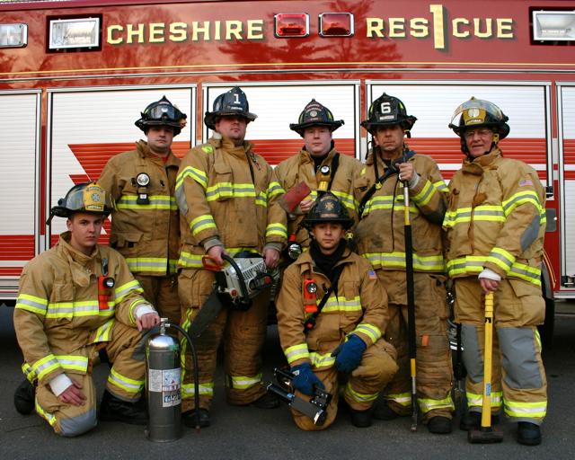 Cheshire Fire Fighters pose for new recruiting photo. April 5, 2010.